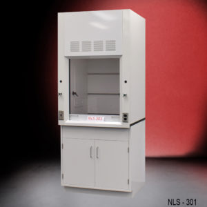 3′ Fisher American Fume Hood w/ Blue General Cabinets Angle