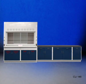 CU 146 Fume Hood With Blue Cabinets