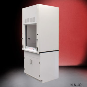 3′ Fisher American Fume Hood w/ Blue General Cabinets