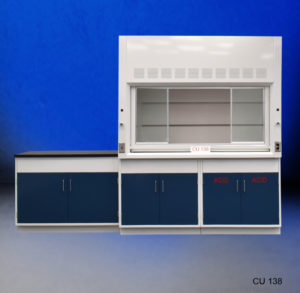 6′ Fisher American Fume Hood w/ 4′ Acid Cabinets Alternate Front View