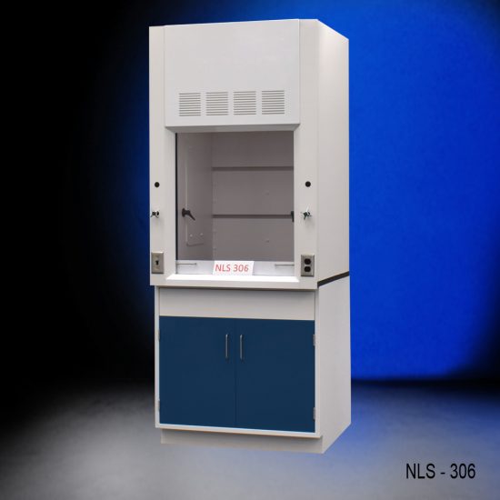 Front view of Fisher American 3 Foot Fume Hood with cabinet