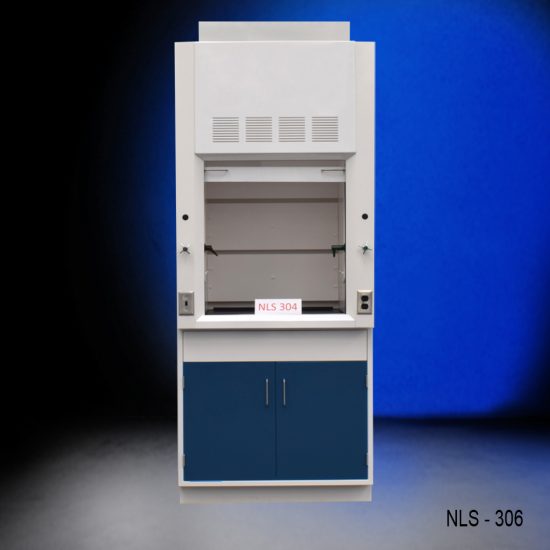 Front view of Fisher American 3 Foot Fume Hood with cabinet