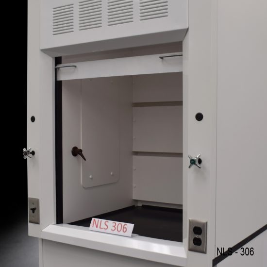 Close up view of Fisher American 3 Foot Fume Hood with cabinet