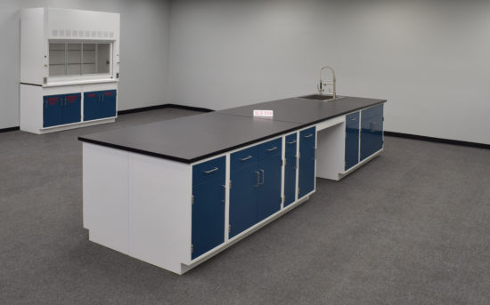16' x 4' Fisher American Laboratory Island Cabinet w/ Sink (SLS 018)