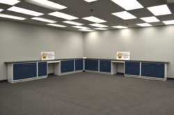 18' x 19' Fisher American Base Laboratory Base Cabinets w/ Desk Areas