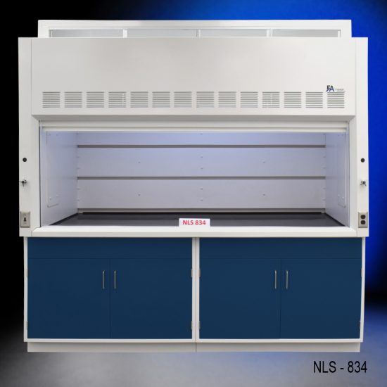 8′ x 4′ Fisher American Fume Hood w/ Blue Cabinets