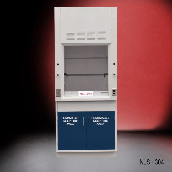 3' Fume Hood with Flammable Storage wide front view