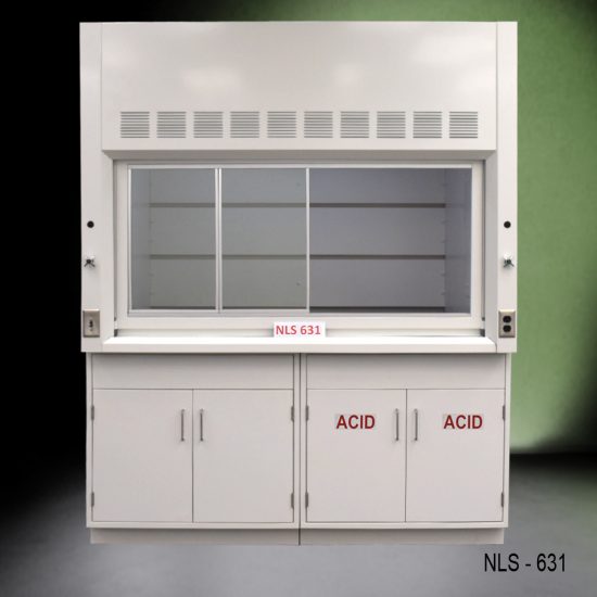 6' x 4' Fisher American Fume Hood w/ ACID & General Storage side open