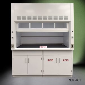 6' x 4' Fisher American Fume Hood w/ ACID & General Storage front partially open