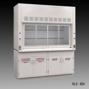 6 foot Fisher American fume hood with acid and flammable cabinets