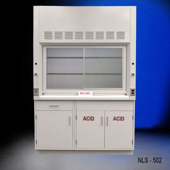 5' Fisher American Fume Hood w/ ACID & General Storage Closed V 2