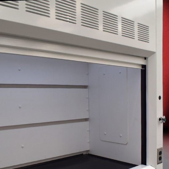 Inside right back corner of 5' Fisher American Fume Hood w/ Flammable & General Storage