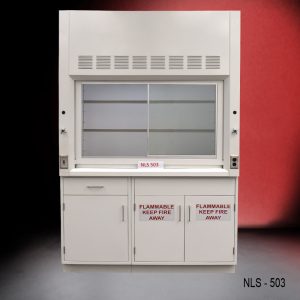 5' Fisher American Fume Hood w/ Flammable & General Storage front view closed v 2