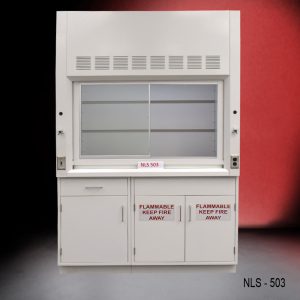 5' Fisher American Fume Hood w/ Flammable & General Storage front closed