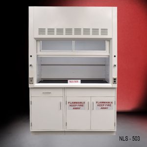 5' Fisher American Fume Hood w/ Flammable & General Storage Front View