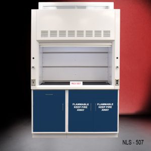 5' Fisher American Fume Hood w/ Blue Flammable Storage front