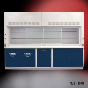 Front View of 10' Fisher American Fume Hood w/ Flammable & General Storage