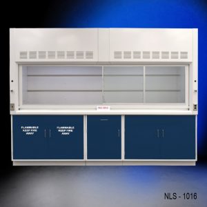 Front Right Side Closed 10' Fisher American Fume Hood w/ Flammable & General Storage