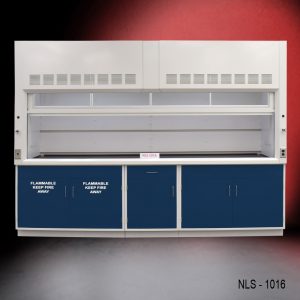 Partially Closed Front 10' Fisher American Fume Hood w/ Flammable & General Storage