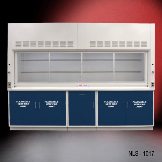Front Closed 10' Fisher American Fume Hood w/ Flammable Storage Cabinets