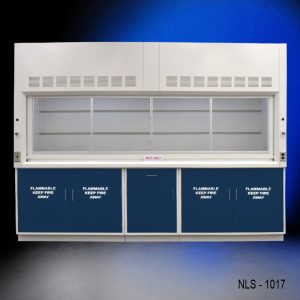 Front Full Closed 10' Fisher American Fume Hood w/ Flammable Storage Cabinets