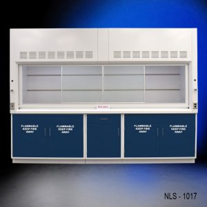 Middle Closed Front View 10' Fisher American Fume Hood w/ Flammable Storage Cabinets