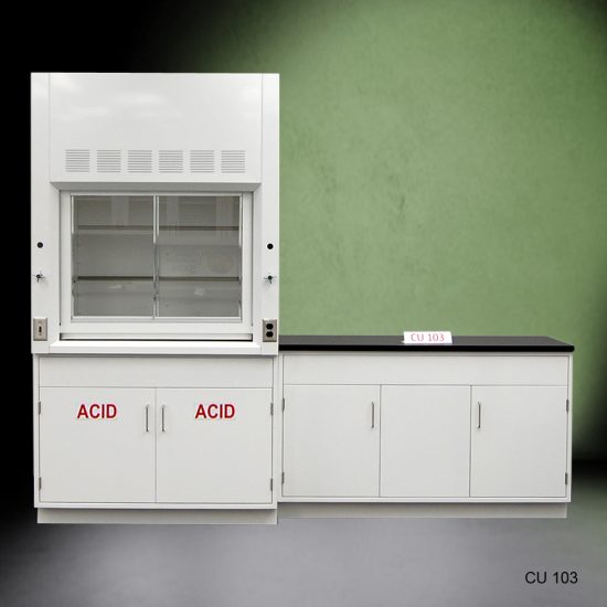 Front 4' Fisher American Fume Hood w/ 5' Cabinets