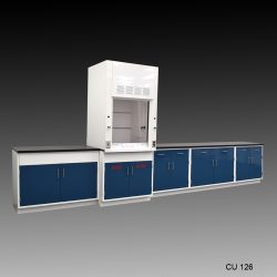 3' Fume Hood with 14' Storage Cabinets.