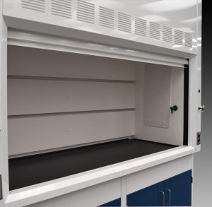 Inside view of 6' Fume Hood that comes with 9' of flammable and standard cabinets.