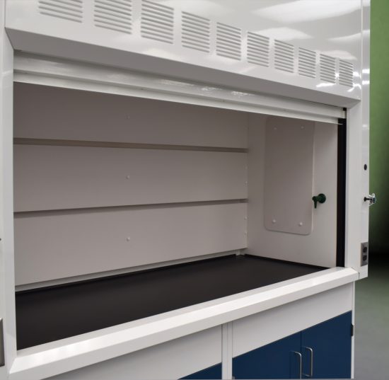 Inside view of 6' Fume Hood that comes with flammable and standard cabinets.