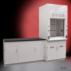 Front Left Angle : 3' Fisher American Fume Hood w/ 5' Cabinets (Acid & General)