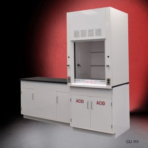 Front Angled Full 3' Fisher American Fume Hood w/ 5' Cabinets (Acid & General)