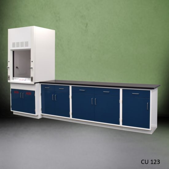 3' Fisher American Fume Hood w/ 9' Cabinets.