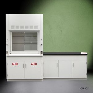 Front Alt Version 4' Fisher American Fume Hood w/ 5' Cabinets