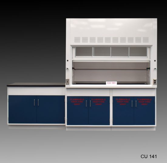 Front view of 6' Fume Hood that comes with 9' of flammable and standard cabinets.