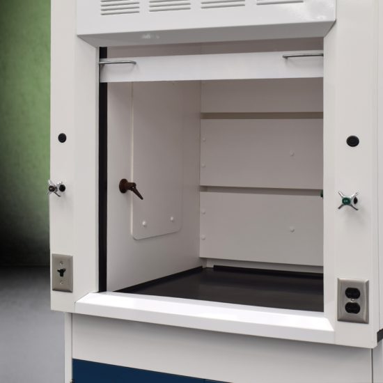 Inside view 3' Fisher American Fume Hood with 9' Cabinets.