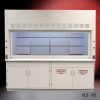 wide front view of 8′ Fisher American Fume Hood w/ Flammable & General Storage with fume doors in the middle