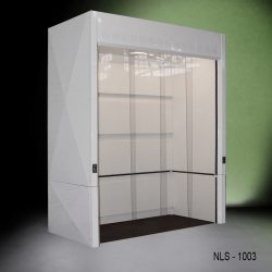 Left corner view of 10′ x 4' x 10' Fisher American Walk-In Fume Hood Exhaust