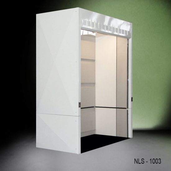 Full left view of 10′ x 4' x 10' Fisher American Walk-In Fume Hood Exhaust