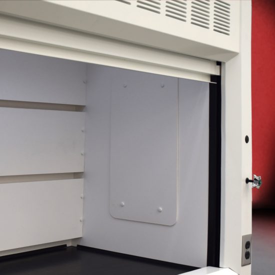 Inside right corner 10' Fisher American Laboratory Fume Hood w/ Flammable & General Storage