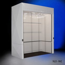Wide left corner front 6′ x 4' x 10' Fisher American Walk-In Fume Hood