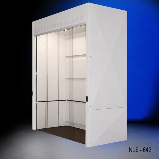 Wide right corner front 6′ x 4' x 10' Fisher American Walk-In Fume Hood