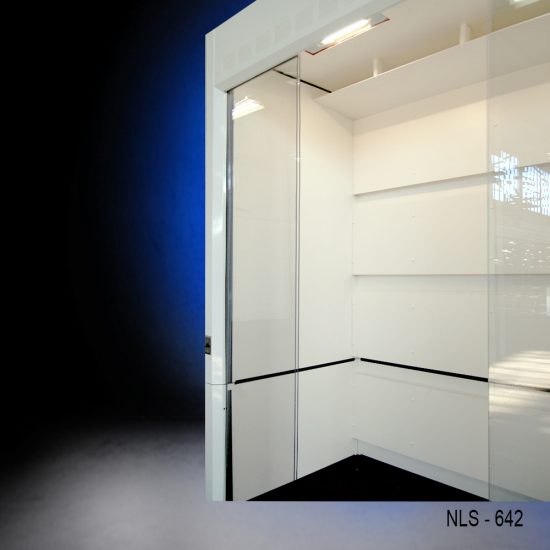 Inside left corner 6′ x 4' x 10' Fisher American Walk-In Fume Hood