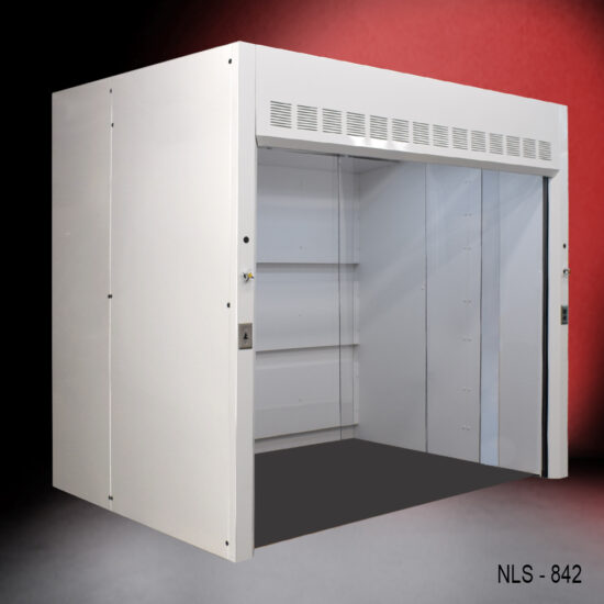 Full Side and Front View 8′ x 6' Fisher American Walk-In Fume Hood (Deep Work Area)