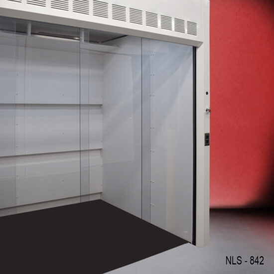 front corner View 8′ x 6' Fisher American Walk-In Fume Hood (Deep Work Area)