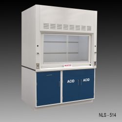 5′ x 4' Fisher American Fume Hood w/ ACID & General Storage / Blue